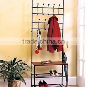 RH-4825 ENTRY WAY Hall Tree Bench Furniture Hook Hanger ORGANIZER Standing Coat Shoe Clothes Rack thumbnail-1