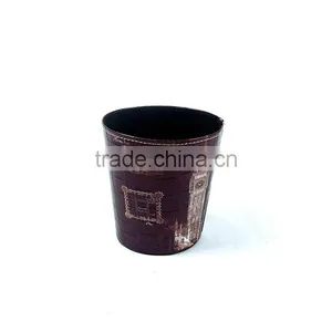 Eiffel Tower Print Waste Bin Faux Leather Black Open Top Trash Can thumbnail-2