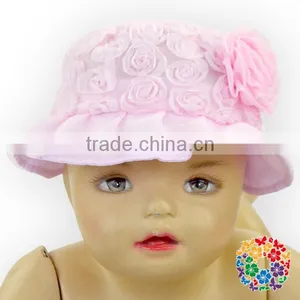 Pink Flower Lace Baby Hat Buckets Soft Cap Baseball Sports Cap Sun Visor Baby Cap Sun thumbnail-4