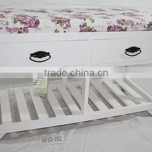 Ornate French Style In Pure White Flower Cushion Shoe Rack With Bench Seat thumbnail-1
