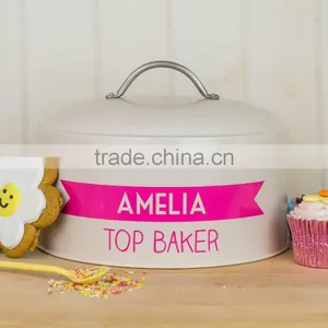 New Kitchen Attractive Printing Airtight Metal Cake Tin Jar Storage Bin thumbnail-3