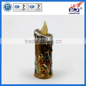 Christmas Resin Holy Family in The Candle Shaped With Led Light thumbnail-1