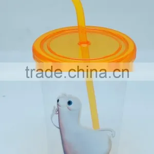 Transparent Plastic Mug With Lid and Straw thumbnail-6