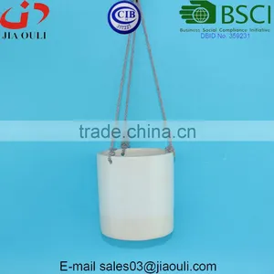 Glazed Ceramic Indoor and Outdoor Rope Hanging Planter Pot thumbnail-1