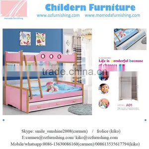 SJA01children Bedroom Pink Bunk Bed With Drawer Stairs thumbnail-1