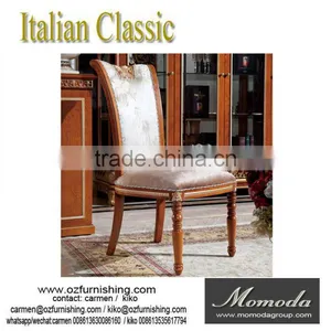 YB62 Royal Antique French Style Spoon Back Dining Chair Wooden Arm Chair /Luxury Hand Carved Wood Frame Fabric Dining Chair thumbnail-2