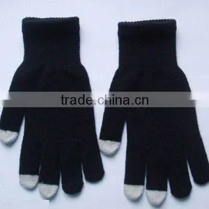 Black Winter Knitted Smartphone Gloves For Touch Screen ZMR719 thumbnail-1