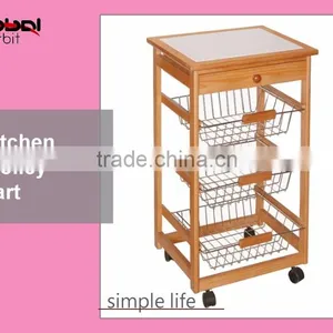 Home Furniture Wooden Dining Utility Cart Table Kitchen Trolley thumbnail-1
