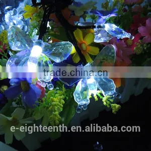 2016 Hot Multicolor 4.8m 20 Led Butterfly Shaped Solar Fairy Outdoor Garden String Lights for Chrismas thumbnail-2