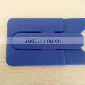 Hot Selling Blue Adhesive Stickers Silicone Rubber Mobile Phone Card Holder for Mobile Phone thumbnail-1