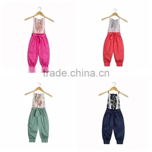 Wholesale Chiledren Flower Pattern Suspender Trousers Baby Clothes Romper Lace Jumpsuit For Girls thumbnail-1