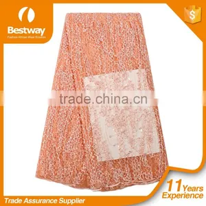 Plain Color African Lace Fabrics Fancy Beautiful Embroidered Dress French Lace With Big Beads FL0248 thumbnail-4