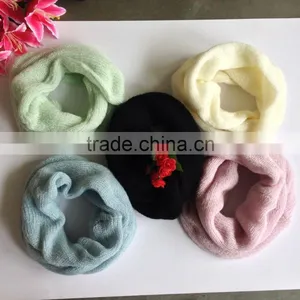 Black Color Fashion Winter Knitted Factory Produce Fashion Cheap Circle Scarf thumbnail-1