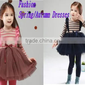 Brand New Girls Stripped Dress Children's Long Sleeve Spring Autumn Dress Kids Fashion Clothes Baby Striped Dress thumbnail-1