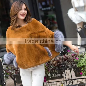 2016 New Winter Fashion Real Rex Rabbit Fur Coat Genuine Rabbit Fur Jacket Women Natural Fur Pullover thumbnail-2