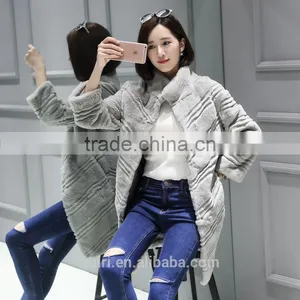 Hot Sales Winter Women's Real Natural Fur Coat Brand Clothing Fashion Girls Real Rex Rabbit Fur Jackets and Coats 2016 New thumbnail-2