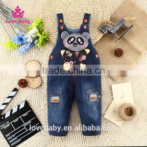 Baby Boy Cutting Bear Winter Sling Denim Trousers Korean Fashion Design Pants Fit 1-2-3T Kids thumbnail-1