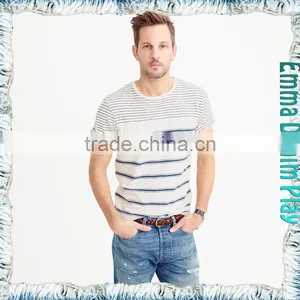 2017 Designer Mens Quality Striped Organic Cotton 0 Neck T Shirts thumbnail-1