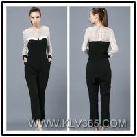 Designer Women Fashion Lace Jumpsuit Pants Wholesale thumbnail-1
