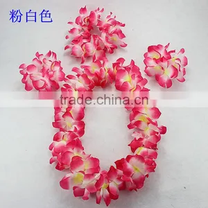 Colorful Hawaii Flower Garland Wreath Necklace Bracelet Headwear Sets thumbnail-4