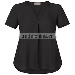 Wholesale Apparel Comfortable Plain Dyed Lady Sheer Blouse thumbnail-1