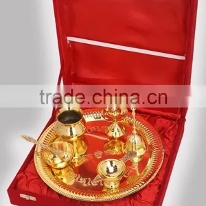 Latest Brass Antique Handicraft Puja Thali thumbnail-1