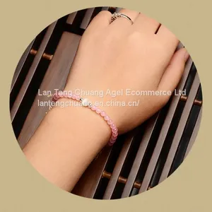 Pink Crystal Bracelet Hand Ring on Women's Sweet, Simple and Delicate Fine Powder of Chalcedony Bracelet thumbnail-2