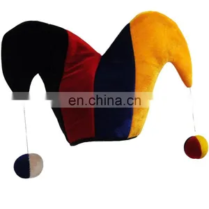 MCH-1192 Party Carnival Funny Velvet Wholesale Adult Colorful Joker Hat With Balls thumbnail-1