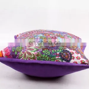 Indian Cotton Handmade Multi Colour Kantha Cushion Cover Kantha Throw Pillow Cover Hand Quilted Decorative Cushion Cover Art thumbnail-3