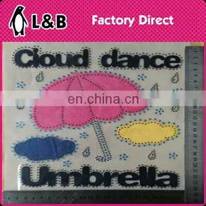 New Design Umbrella Hot Fix Motif Chenille Rhinestone Decorative Embroidered Patches thumbnail-1