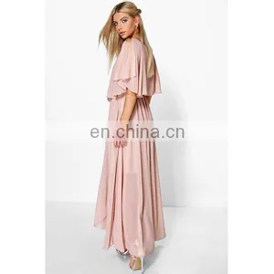 2016 Elegant Women Clothing V-neck Chiffon Double Layer Wrap Maxi Dress thumbnail-3