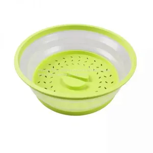 Collapsible Microwave Cover Silicone Fruit Vegetables Colander Strainer Washing Basket Folding Microwave Plate Lid Kitchen Tools thumbnail-4