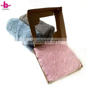 Cable Knit Newborn Baby Blanket Wholesale Kids Cashmere Knitted Blanket thumbnail-2