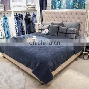 Oversized Microfiber Lightweight Blue Color Embossed Wavelet Pattern Quilt Set /bedding Sheet Sets thumbnail-1