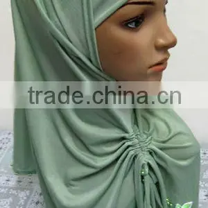 A569 Stylish Islamic Headscarf al Amira Square HEJAB Pearl Beaded Flower Two Pieces MUSLIM HIJAB thumbnail-1