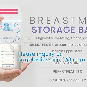 Custom Printed Clear Cheap Food Packaging Baby Food Spout Pouch Easy Breast Milk Bag Breast Milk Storage Bag thumbnail-1