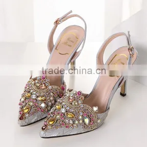 C89273A New Fashion Woman Light Mouth Single Shoes Diamond Pointed High-heeled Sandals thumbnail-1