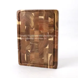 Acacia Wood Mini Cutting Board Rectangle End Grain Butcher Block Wooden Kitchen Chopping Board thumbnail-1