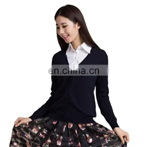 Custom Logo Women's Casual Knitted V-Neck Cashmere Cardigan Sweater With Buttons for Autumn Season With Simple Fashion Element thumbnail-1