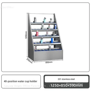 304 Stainless Steel 40 Hole Commercial Cup Rack Cabinet With Silent Bumpers, Breakroom Organization Solution OEM/ODM Supported thumbnail-3