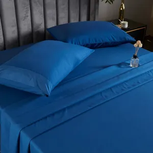 Solid Dark Blue Full Queen,king,twinbed Sheet Set,red Bedsheet Set With Lace Microfiber Bedding Set thumbnail-2