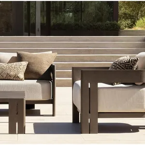Modern Aluminum Outdoor Furniture Set, Weatherproof 4-Piece Sofa & Chair Set for Patio & Pergola thumbnail-2