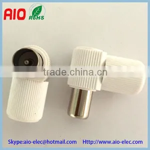 Plastic Coax Coaxial 90 Right Angle 9.5mm TV Antenna Male Plug for TV Pal Iec Aerial Cables thumbnail-1