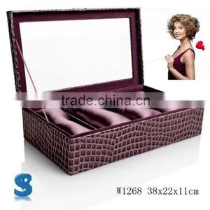 Fashion Shopping Gift Display Crocodile Pattern Faux Leather Wooden Watch Gift Packaging Box Bracelet Boxes W1268 thumbnail-1