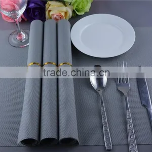 PVC Plastic Table Mat Dinner Placemat Light Grey Placemat Pure Color 45*30cm thumbnail-3