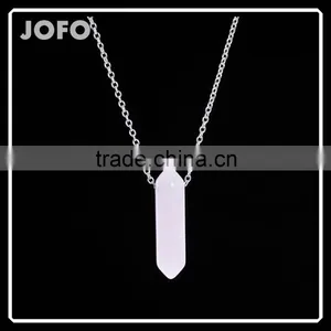 2016 Trendy Hot Style Rose Quartz Natural Stone Bullet Necklace SMJ0138 thumbnail-1