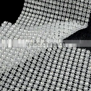 Wholesa Price 18 Rows Stretch Rhinestone Trimming Mesh With Plastic Ribbon,Elastic Crystal Stone Trims Sheet Mesh for Decoration thumbnail-4