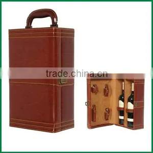 1 Bottle,2 Bottle,6 Bottle Stock Pu Leather Cover Wood Wine Gift Box thumbnail-5