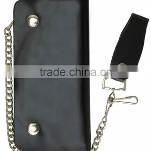Mens Genuine Leather Large Trucker Chain Wallet With Button Closure thumbnail-3