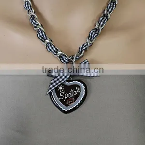 NEU German Bavarian Oktoberfest Kropfband Halsband Halskette Edelweiss Herz Brezel /Trachten Dirndl Schmuck Heart Necklace thumbnail-4
